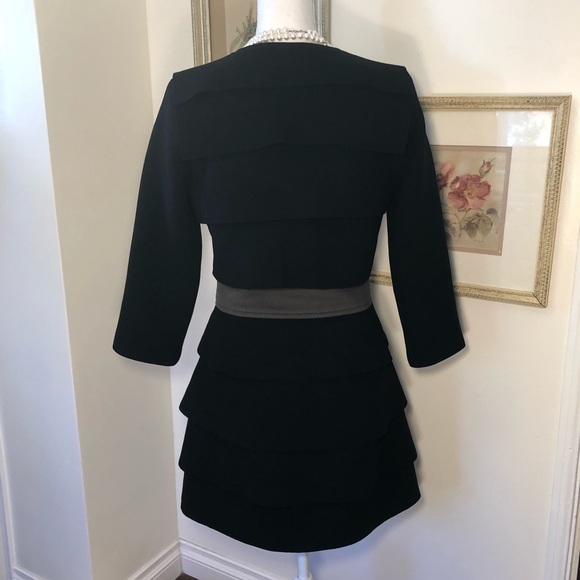 Randall Leoffler Black Wool LngSlv Layered Dress - Picture 4 of 8